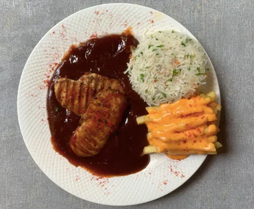 Peri African Grilled Chicken With Cheddar Fries & Herb Rice