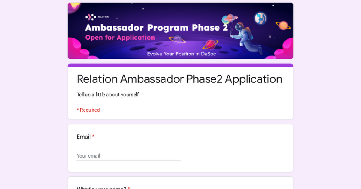 Relation Ambassador Phase2 Application