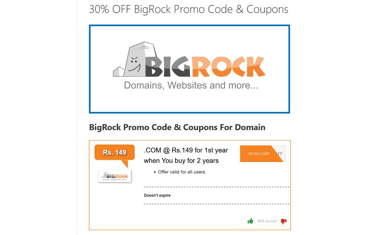 BigRock Promo Code & Coupons Preview image 0