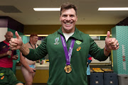 Schalk Brits of South Africa at the changing room after the Rugby World Cup 2019 Final match between England and South Africa at International Stadium Yokohama on November 02, 2019 in Tokyo, Japan. 