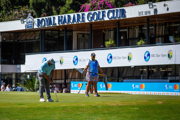 Jaco Ahlers on his way to a seven under par first round lead at the FBC Zim Open. Picture: SUNSHINE TOUR/TYRONE WINFIELD