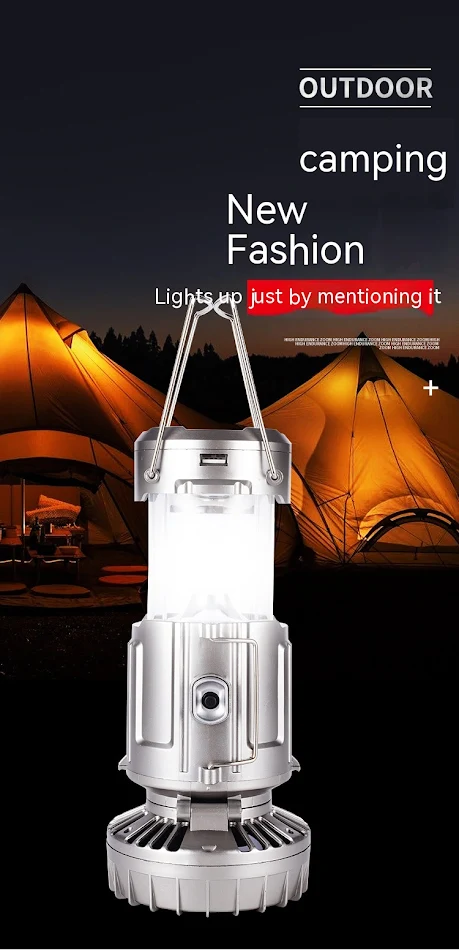 Draagbare Solar LED-lamp voor buitentent met USB. Ideaal voor kamperen en outdoor. Oplaadbaar via zonne-energie of USB.