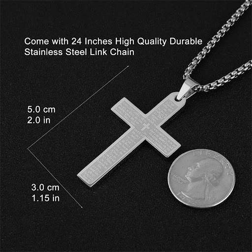 Title 4, Stainless Steel Cross Shelf Necklace Hip Hop Ma...