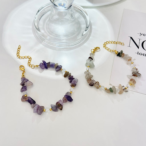 Title 7, Womens Natural Crystal Shaped Gravel Bracelet ...