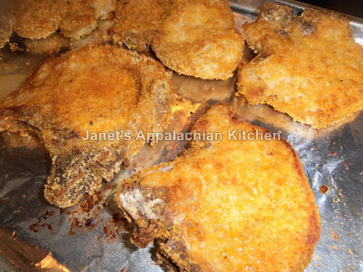 Homemade Shake N' Bake Pork Chops right out of the oven.