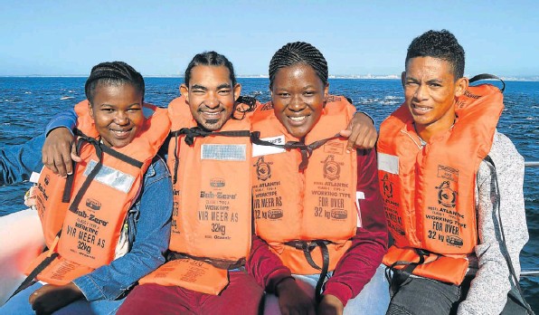 Wilderness Foundation Youth Development Programme students participating in AB Marine’s inaugural ecotourism guide excursion are, from left Sinazo Booi, 21, Carlo Coetzee, 21, Nonzukiso Mpofu, 20, and Mervin van der Ross, 21