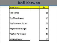 Kofi Karwan menu 1