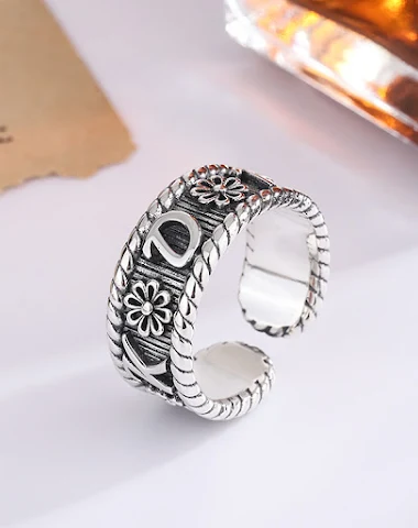 Bague fleur de marguerite rétro cla - 1
