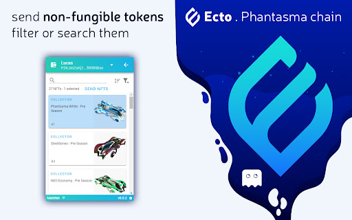 send non-fungible tokens Ecto Phantasma chain filter search them 