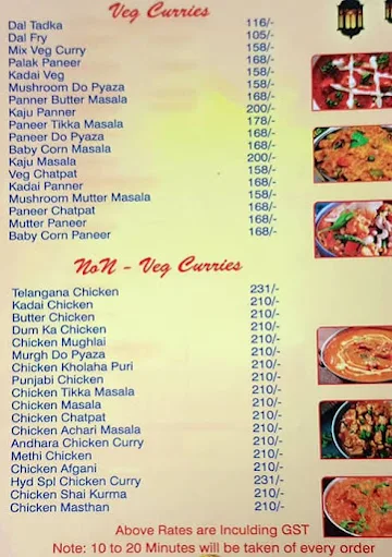 Hyderabad Shahi Restaurant menu 