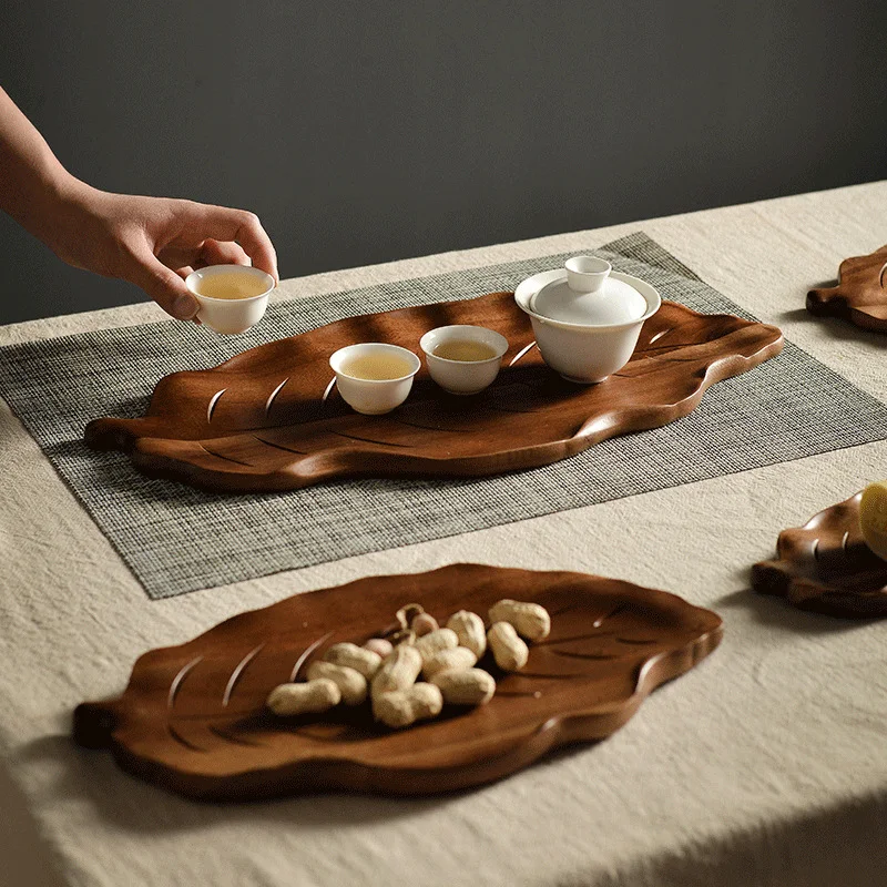 Massief houten bladtray voor Chinees theerestaurant, bakken, pallet. Serveer en presenteer gerechten in stijl. Perfect voor thee en snacks.