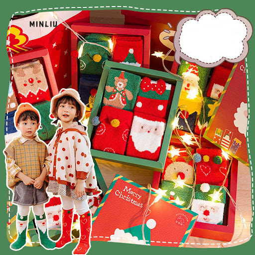 Title 5, Parent-child Christmas Socks Gift Box Thickened...