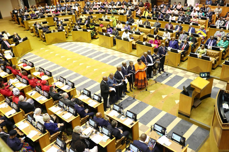 Members of the ANC are sworn in as MPs by chief justice Mogoeng Mogoeng on May 22 2019.