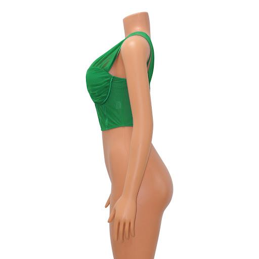Title 2, Womens Mesh See-Through Cropped Slanted Should...