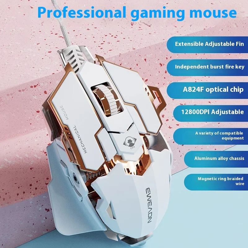 Prewalker G5 Mouse Meccanico Cablato per eSports Gaming Precisione e Velocità Superiore Design Ergonomico per Lunghe Sessioni di Gioco