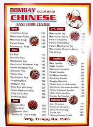 Bombay Gulalwadi Chinese Food menu 1