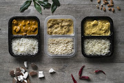 From left: Chicken korma and rice from Pick n Pay, Woolworths and Checkers.