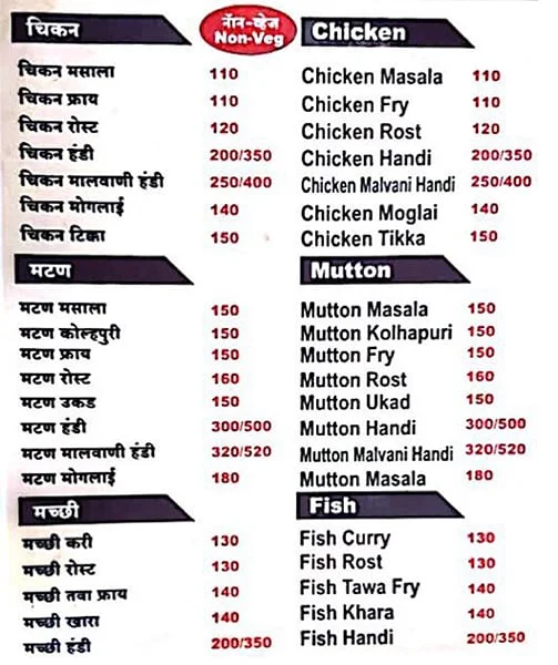 Hotel Raosaheb Veg And Nonveg menu 