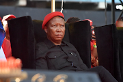 EFF leader Julius Malema at the party's 10th anniversary celebrations at the FNB Stadium in Johannesburg. 