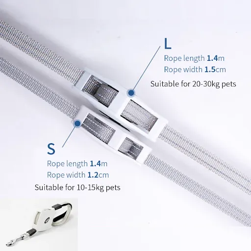 Retractable Dog Leash for Small Dogs Cats up to 30kg with 140cm Anti-Pull Strong Nylon Tape, Hands Free, Portable Walkin