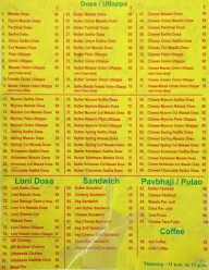 Mankar Dosa menu 5