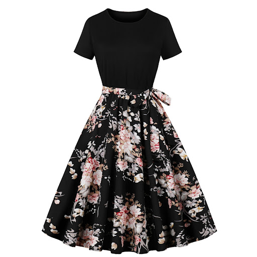 Title 20, Summer retro womens round neck short sleeve bl...