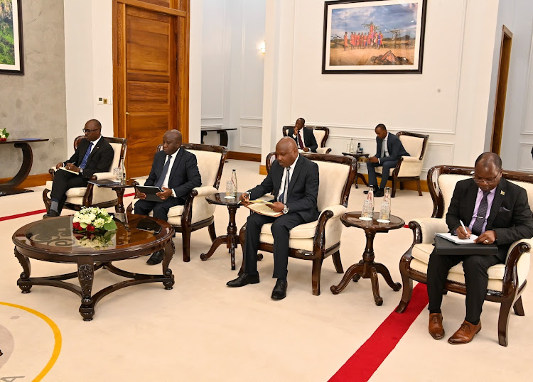 Delegates at State House when South Korea's Special Presidential Envoy and 1st Vice Minister for Foreign Affairs Hong Kyum visited on April 16, 2024.