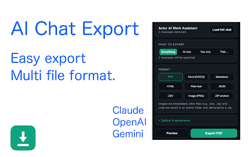 SaveAIChat – AI Chat Exporter for ChatGPT, Claude & Gemini screenshot 1