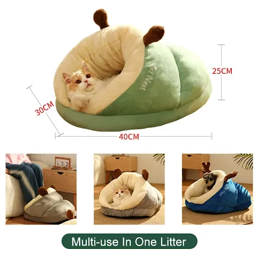 Pet Kennel Cat Dog House Semi-enclosed Winter Warm Thickened Slippers Cats Cushion Sleeping Bag Soft Washable Portable N