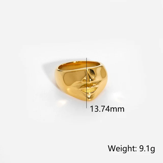 Gepersonaliseerde Hip Hop Punk Ring 18K Verguld Roestvrij Staal Waterdicht Europees Amerikaans