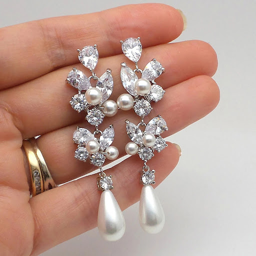 Title 2, Gentle Long Flower Leaf Drop Earrings, a delica...