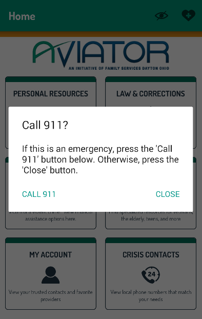Android application AVIATOR by Family Services screenshort