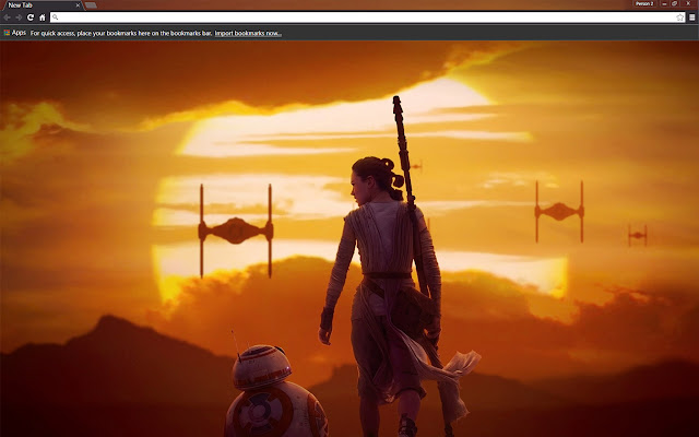 Star Wars VII: The Force Awakens - Rey & BB-8 chrome extension