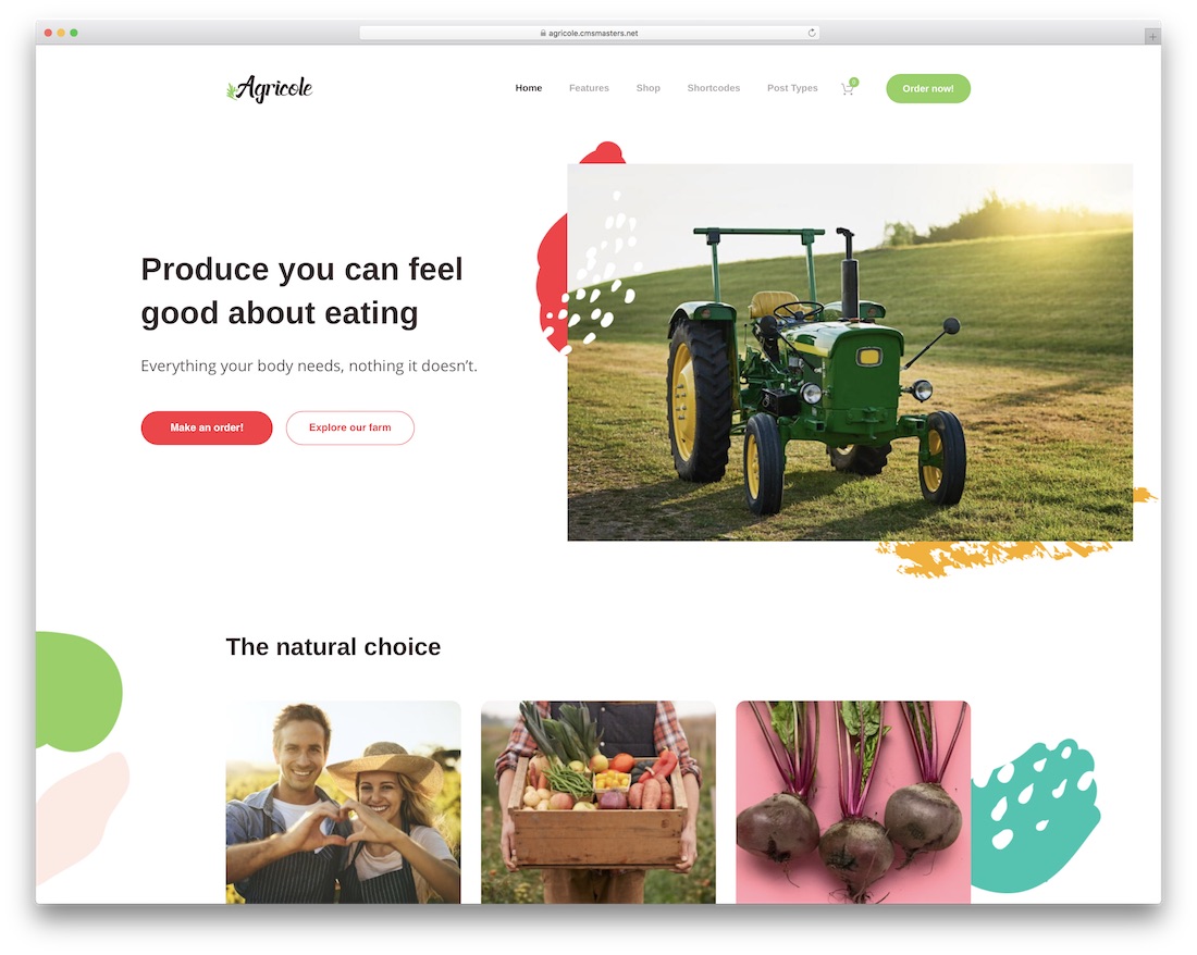 tema de wordpress mejor comida agricole