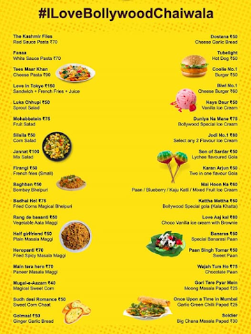 Bollywood Chaiwala menu 
