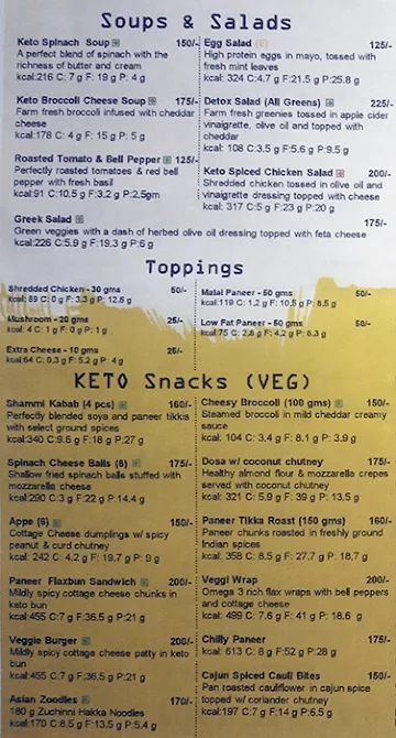 Eat O Keto menu 