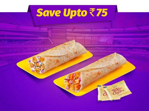 1 Masala Paneer Tikka Wrap + 1 Cheese Melt Paneer Wrap