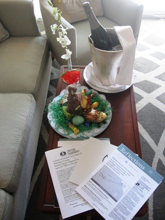 Easter on a #CrystalCruise the butler bunny brought this surprise to our stateroom, so classy and thoughtful