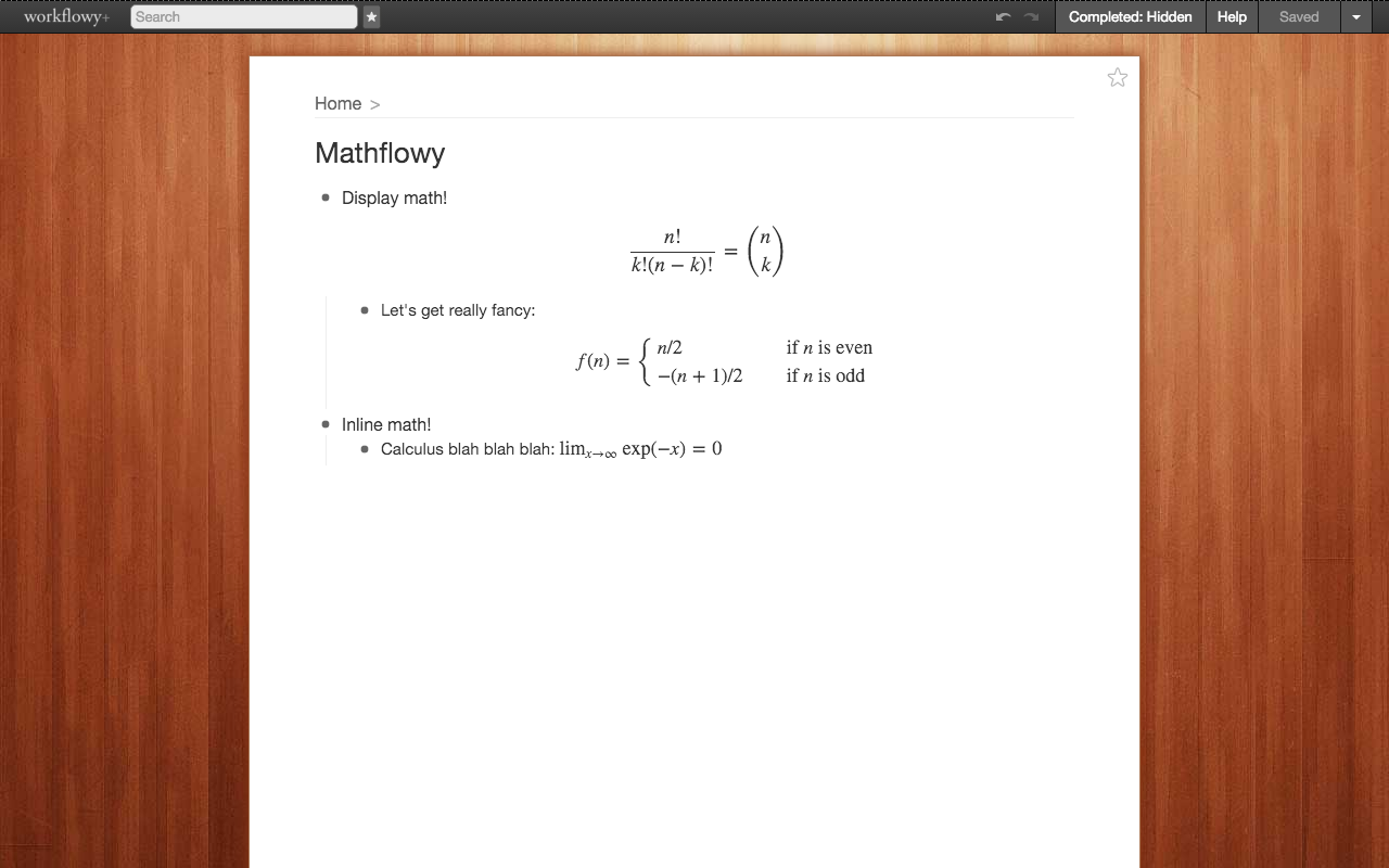 Mathflowy: TeX equations for Workflowy Preview image 0