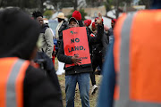 One of the EFF marchers in Stellenbosch on April 6 2022.