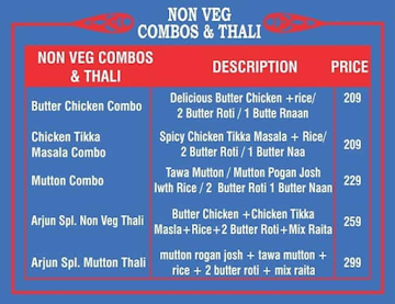 Arjun Dhaba menu 