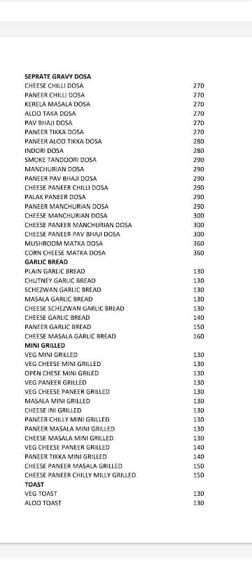 Confuse Dosa menu 