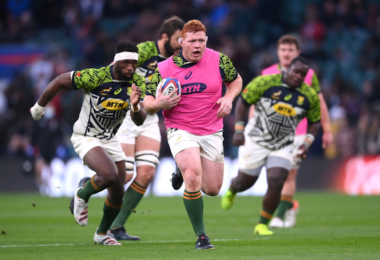 Steven Kitshoff of SA warms up before the Test between England and SA at Twickenham in November.