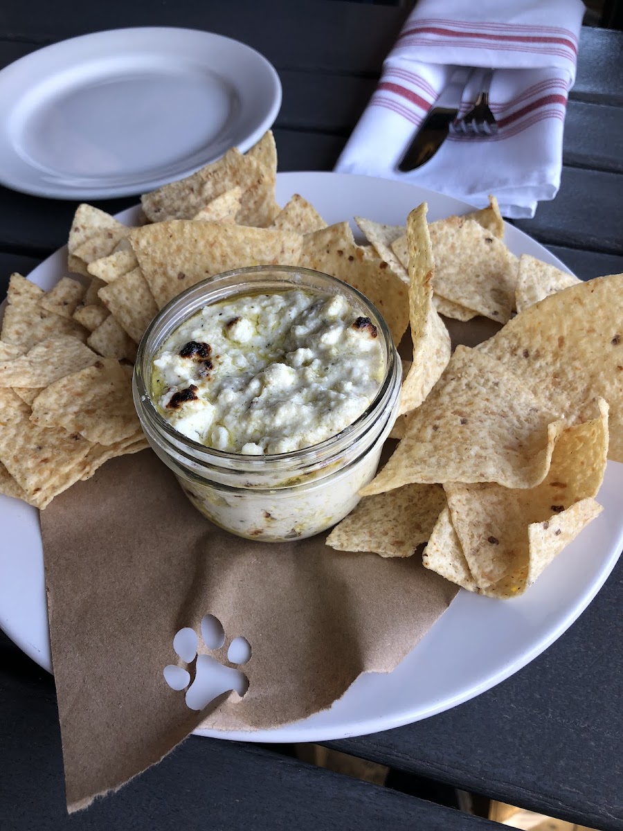 Feta cheese dip with chips