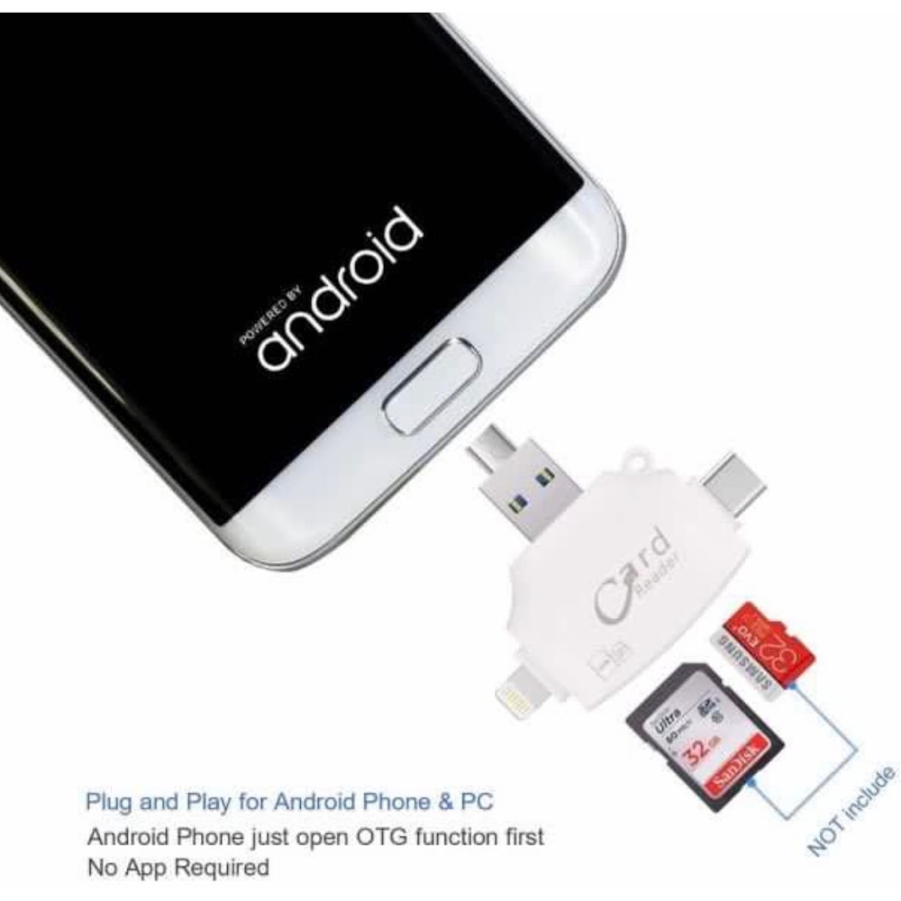 For-iPhone-4合1-讀卡器SD-Card-Reader,Memory- 