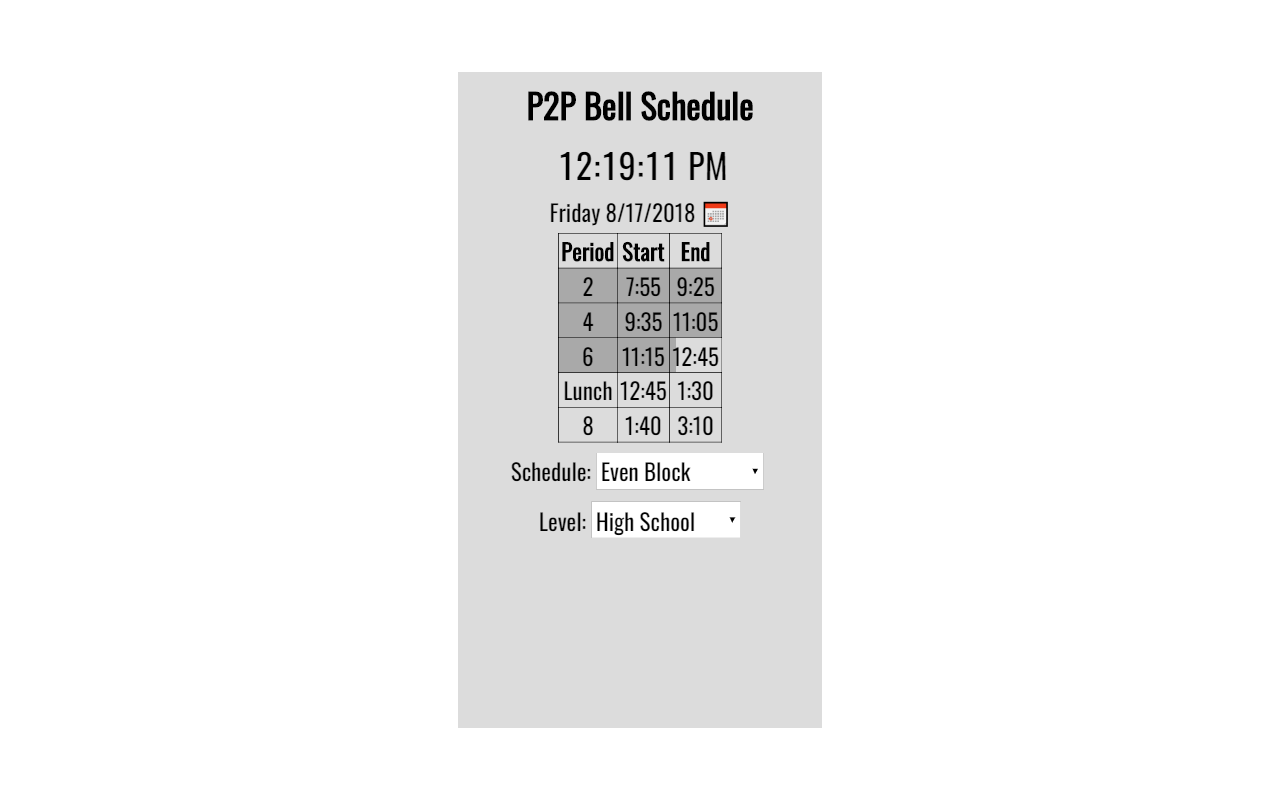 Peak to Peak Bell Schedule Preview image 0