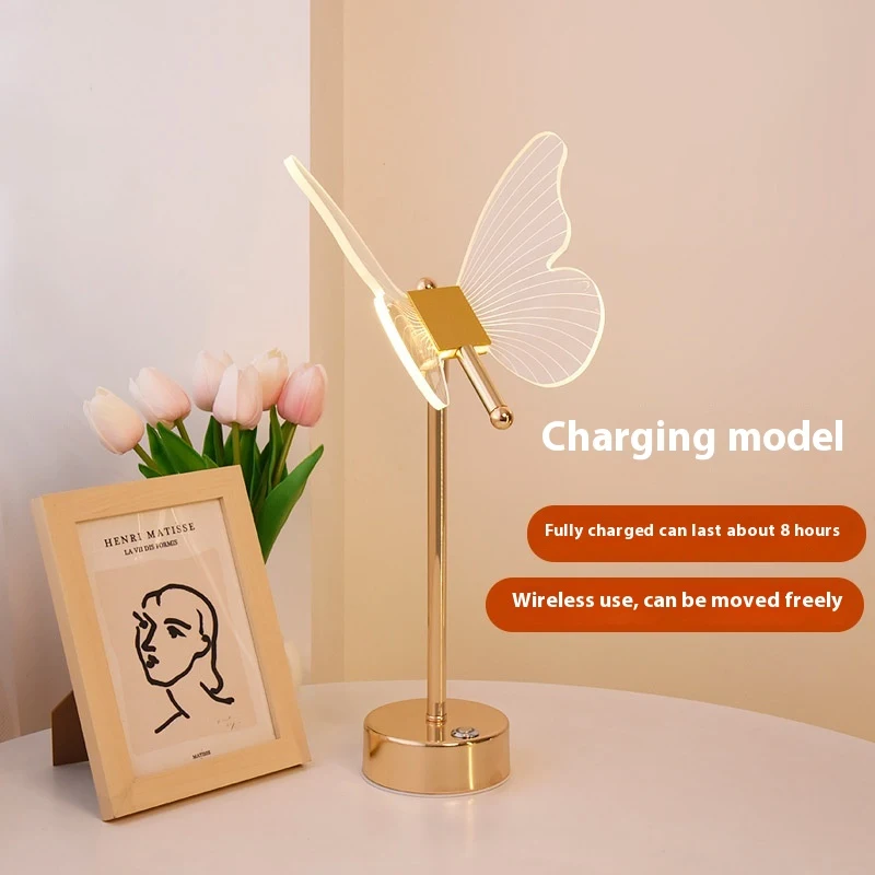 Lámpara de mesa mariposa para dormitorio Luz nocturna pequeña para mesita de noche Decoración delicada y ambiente relajante para tu hogar