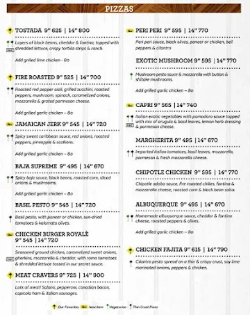 California Pizza Kitchen menu 