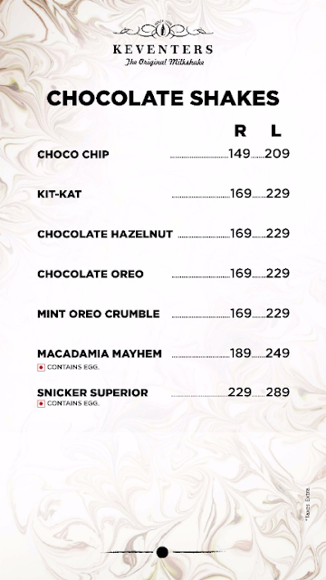 Keventers - Milkshakes & Desserts menu 