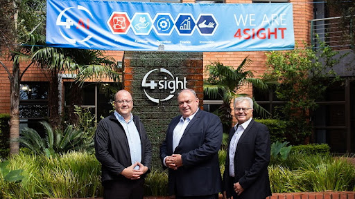 From left: Chief Financial Officer, Eric van der Merwe, Group CEO Tertius Zitzke, and Willie Ackerman, Chief Sales and Marketing Officer at 4Sight Holdings.